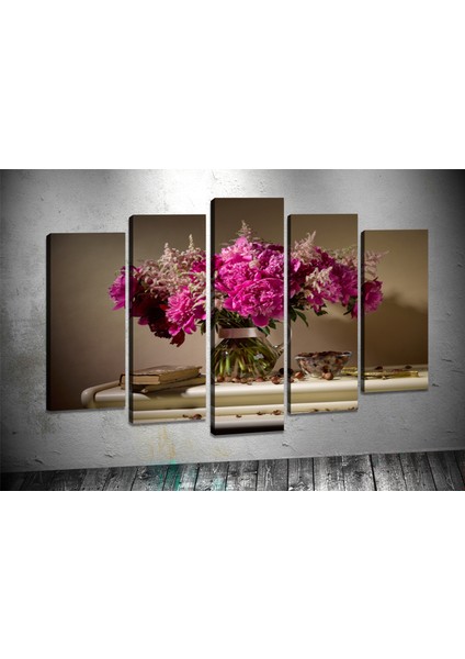 Tablocenter 5 Parçalı Çiçek Kanvas Tablo 80 x 125cm