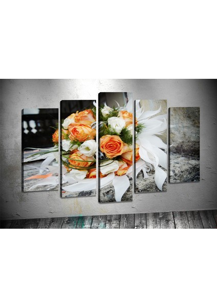 Tablocenter 5 Parçalı Çiçek Kanvas Tablo 80 x 125cm
