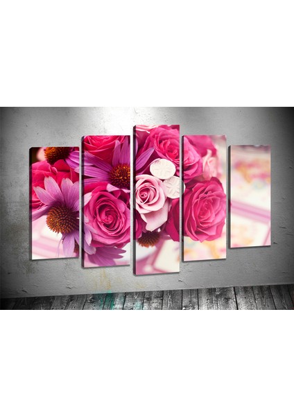 Tablocenter 5 Parçalı Çiçek Kanvas Tablo 60 x 100 cm