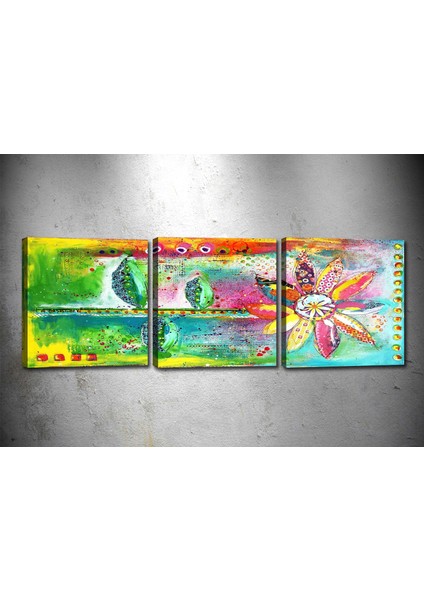 Tablocenter 3 Parçalı Çiçek Kanvas Tablo 30 x 90 cm