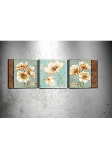 Tablocenter 3 Parçalı Çiçek Kanvas Tablo 30 x 90 cm