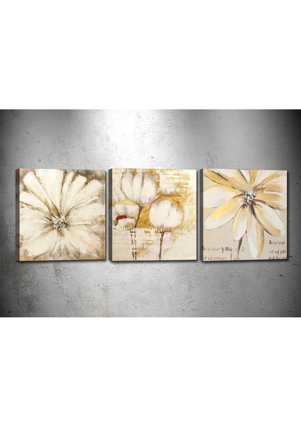 Tablocenter 3 Parçalı Çiçek Kanvas Tablo 30 x 90 cm