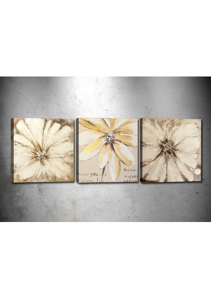 Tablocenter 3 Parçalı Çiçek Kanvas Tablo 30 x 90 cm