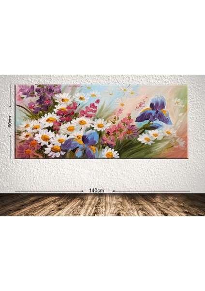 Dev Boyut Çiçek Kanvas Tablo - 60x140cm