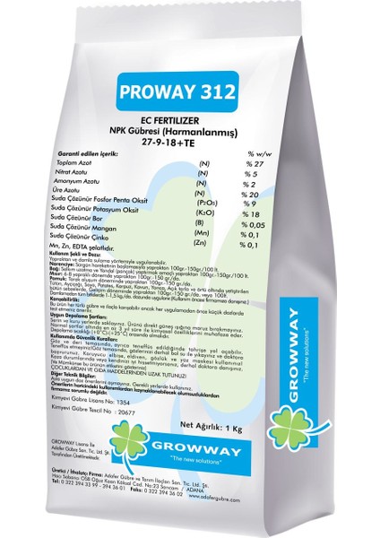Proway 312 Npk Gübresi