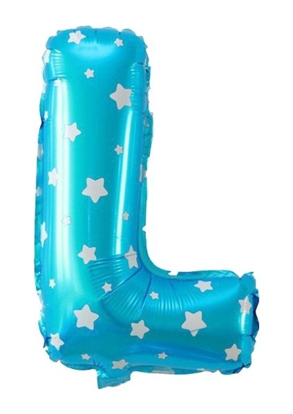 L Harfi Buldum Mavi Yıldızlı Buldum Folyo Balon 40 cm