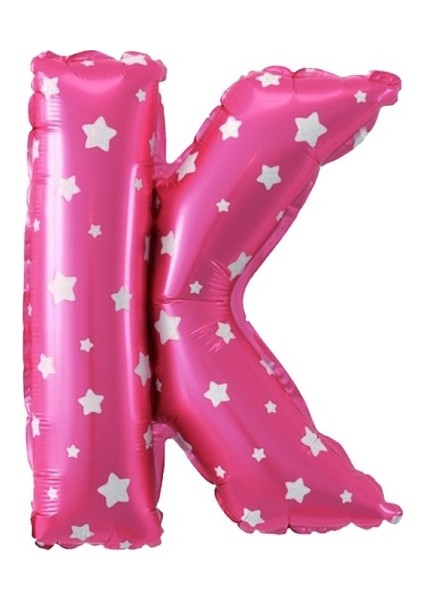 K Harfi Buldum Pembe Kalp Buldum Folyo Balon 40 cm