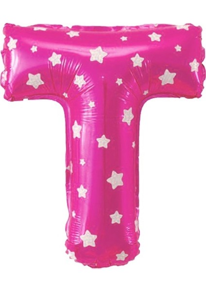 T Harfi Buldum Pembe Kalp Buldum Folyo Balon 40 cm