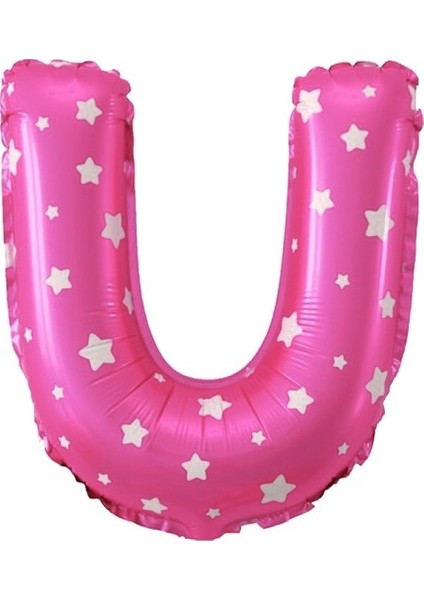 U Harfi Buldum Pembe Kalp Buldum Folyo Balon 40 cm