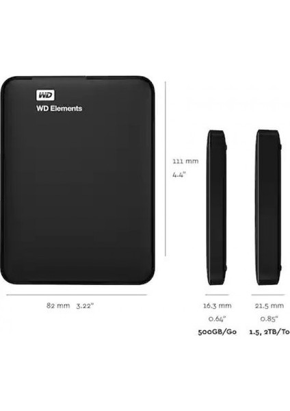 Wd Elements 500Gb 2.5' Usb 3.0 Taşınabılır Harıcı Dısk Portable