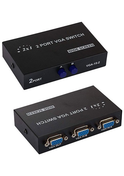 Platoon Vga 2Port Seçmeli Anahtarlı Switch 2 Kasa 1 Mönitör