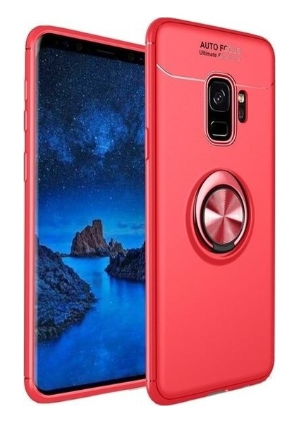 Jopus Samsung Galaxy J4 Kılıf Ultra Korumalı Yüzüklü Standlı Ravel Silikon - (Kırmızı)