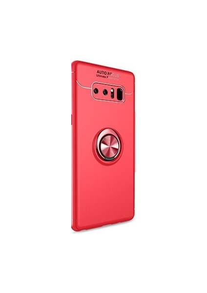 Jopus Samsung Galaxy Note 8 Kılıf Ultra Korumalı Yüzüklü Standlı Ravel Silikon - (Kırmızı)