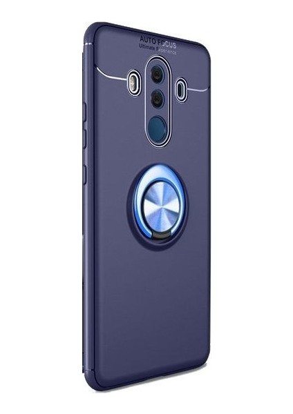 Jopus Huawei Mate 10 Pro Kılıf Ultra Korumalı Yüzüklü Standlı Ravel Silikon - (Lacivert)