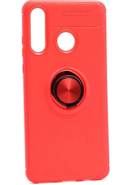 Jopus Huawei P30 Lite Kılıf Ultra Korumalı Yüzüklü Standlı Ravel Silikon - (Kırmızı)