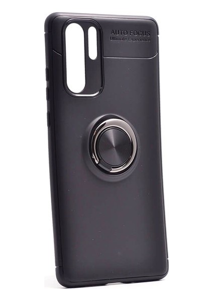 Jopus Huawei P30 Pro Kılıf Ultra Korumalı Yüzüklü Standlı Ravel Silikon - (Siyah)
