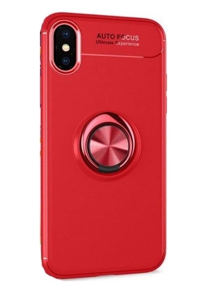 Jopus Apple iPhone X Kılıf Ultra Korumalı Yüzüklü Standlı Ravel Silikon - (Kırmızı)