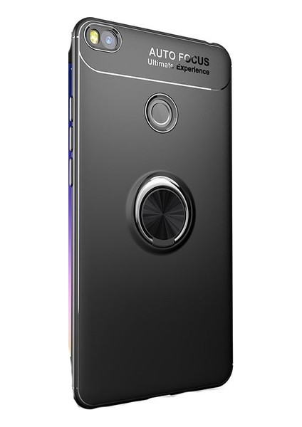 Jopus Xioami Mi Max 2 Kılıf Ultra Korumalı Yüzüklü Standlı Ravel Silikon - (Siyah)