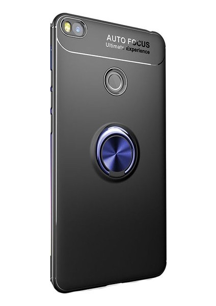 Jopus Xioami Mi Max 2 Kılıf Ultra Korumalı Yüzüklü Standlı Ravel Silikon - (Siyah - Mavi)