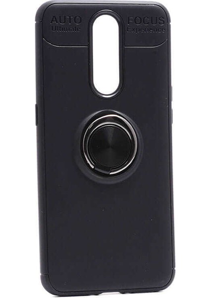 Jopus Oppo RX17 Pro Kılıf Ultra Korumalı Yüzüklü Standlı Ravel Silikon - (Siyah)
