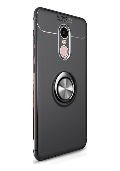 Jopus Huawei Mate 10 Lite Kılıf Ultra Korumalı Yüzüklü Standlı Ravel Silikon - (Siyah) + Nano Ekran Koruma