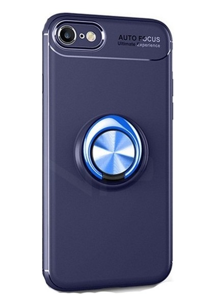 Jopus Apple iPhone 8 Kılıf Ultra Korumalı Yüzüklü Standlı Ravel Silikon - (Lacivert) + Nano Ekran Koruma
