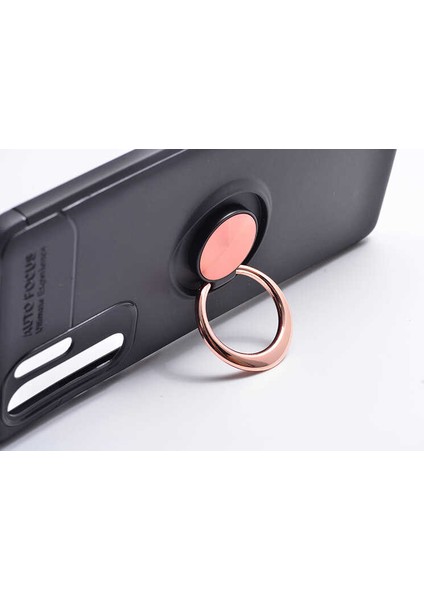 Jopus Xioami Redmi 6A Kılıf Ultra Korumalı Yüzüklü Standlı Ravel Silikon - (Siyah - Mavi) + Nano Ekran Koruma