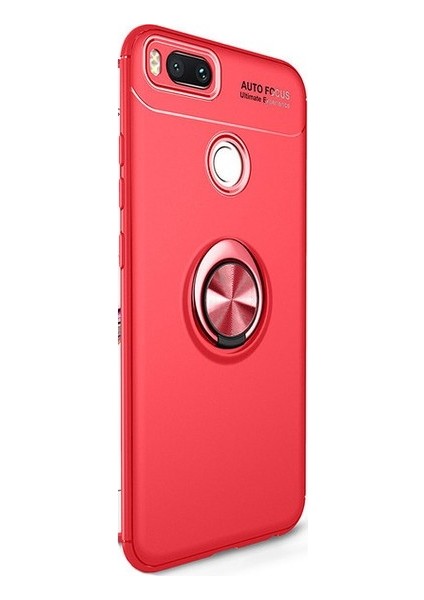 Jopus Xioami Mi A1 (5X) Kılıf Ultra Korumalı Yüzüklü Standlı Ravel Silikon - (Kırmızı) + Nano Ekran Koruma