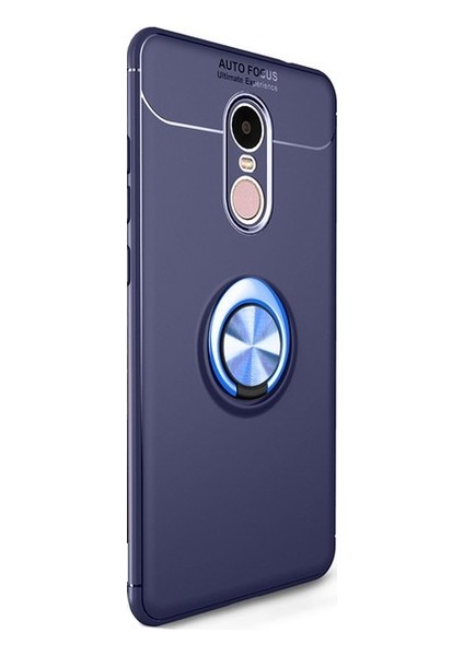 Jopus Huawei Mate 10 Lite Kılıf Ultra Korumalı Yüzüklü Standlı Ravel Silikon - (Lacivert) + Full Body 360 (Ön - Arka)