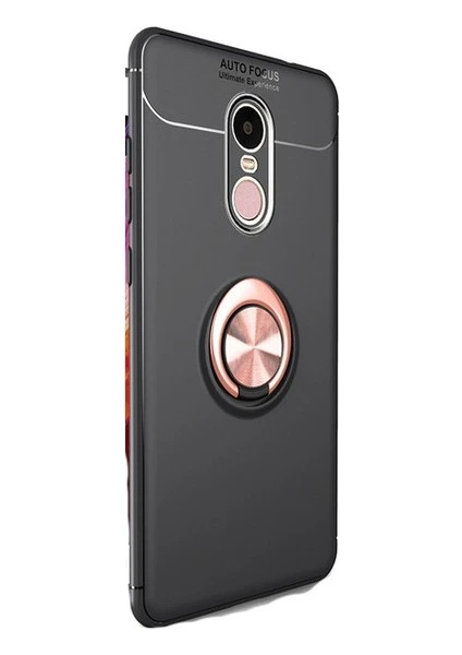 Jopus Huawei Mate 10 Lite Kılıf Ultra Korumalı Yüzüklü Standlı Ravel Silikon - (Siyah - Rose Gold) + Full Body 360 (Ön - Arka)