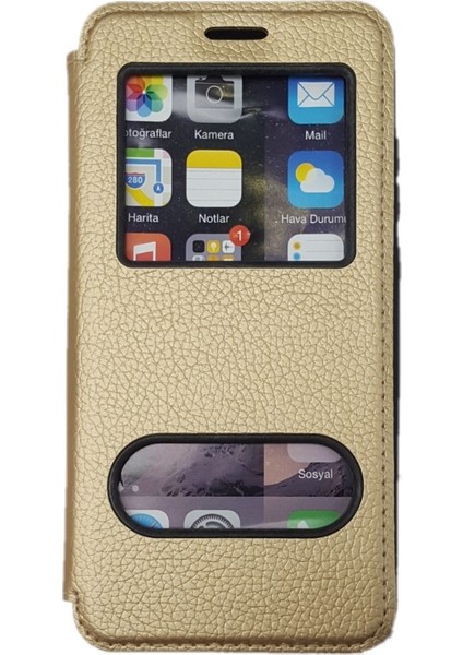 Jopus Huawei Mate 20 Lite Premium Gizli Mıknatıslı Kapaklı Kılıf - Gold