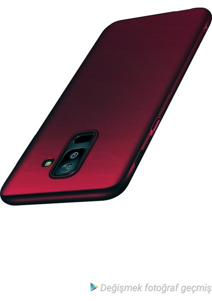 Jopus Samsung Galaxy J8 Mat Premium Silikon Kılıf - Bordo + Nano Ekran Koruyucu