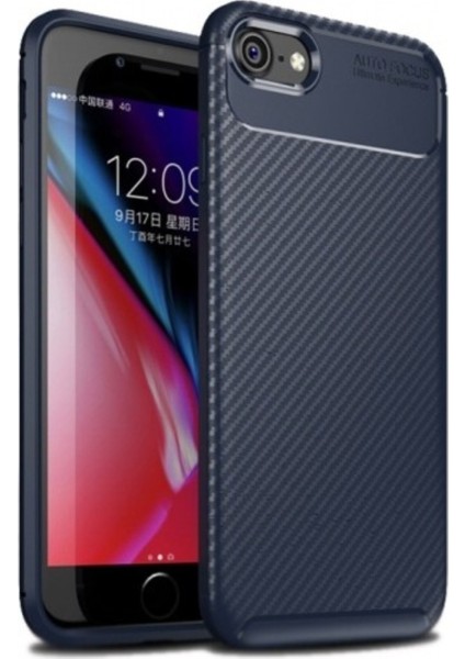 Jopus Apple iPhone 7 Kılıf Karbon Desenli Lux Negro Silikon - Lacivert
