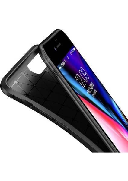 Jopus Apple iPhone 8 Kılıf Karbon Desenli Lux Negro Silikon - Siyah