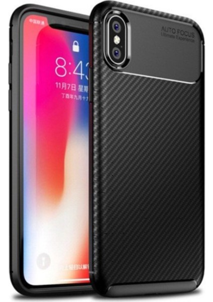 Jopus Apple iPhone XS Max Kılıf Karbon Desenli Lux Negro Silikon - Siyah