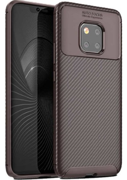 Jopus Huawei Mate 20 Pro Kılıf Karbon Desenli Lux Negro Silikon - Kahverengi