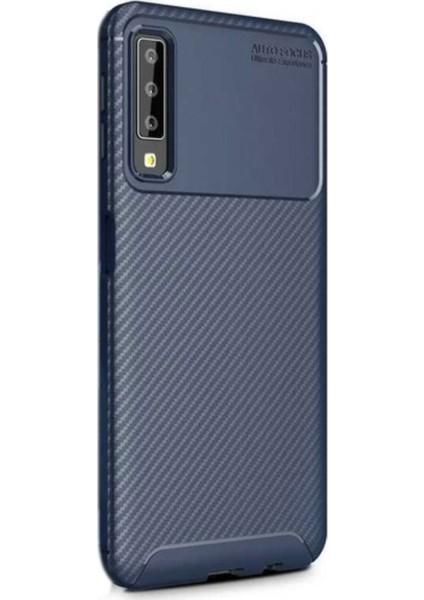 Jopus Samsung Galaxy A7 2018 Kılıf Karbon Desenli Lux Negro Silikon - Lacivert