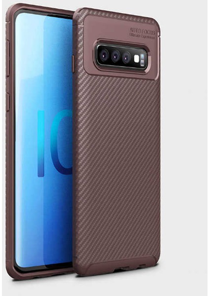 Jopus Samsung Galaxy S10 E Kılıf Karbon Desenli Lux Negro Silikon - Kahverengi