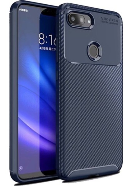 Jopus Xioami Mi 8 Kılıf Karbon Desenli Lux Negro Silikon - Lacivert