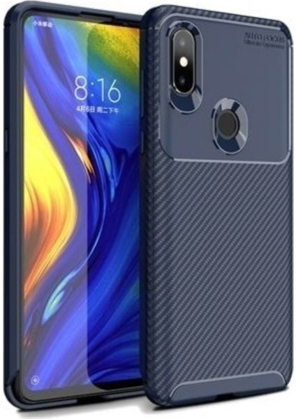 Jopus Xioami Mi Mix 3 Kılıf Karbon Desenli Lux Negro Silikon - Lacivert