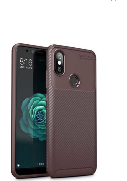 Jopus Xioami Redmi Note 5 Pro Kılıf Karbon Desenli Lux Negro Silikon - Kahverengi