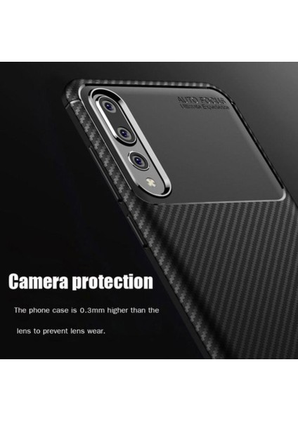Jopus Huawei P30 Lite Kılıf Karbon Desenli Lux Negro Silikon - Siyah + Cam Ekran Koruyucu fiyatları