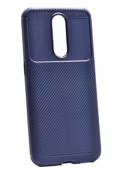 Jopus Oppo Rx17 Pro Kılıf Karbon Desenli Lux Negro Silikon - Lacivert + Cam Ekran Koruyucu