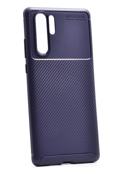 Jopus Huawei P30 Pro Kılıf Karbon Desenli Lux Negro Silikon - Lacivert + Nano Ekran Koruyucu