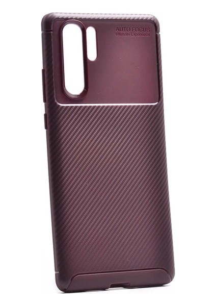 Jopus Huawei P30 Pro Kılıf Karbon Desenli Lux Negro Silikon - Kahverengi + Nano Ekran Koruyucu