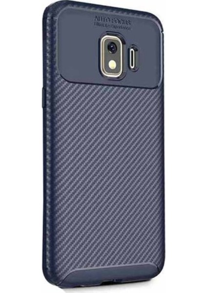 Jopus Samsung Galaxy J2 Core Kılıf Karbon Desenli Lux Negro Silikon - Lacivert + Nano Ekran Koruyucu