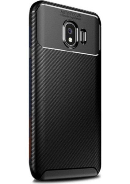Jopus Samsung Galaxy J4 Kılıf Karbon Desenli Lux Negro Silikon - Siyah + Nano Ekran Koruyucu