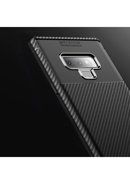 Jopus Samsung Galaxy Note 9 Kılıf Karbon Desenli Lux Negro Silikon - Lacivert + Full Body Ekran Koruyucu