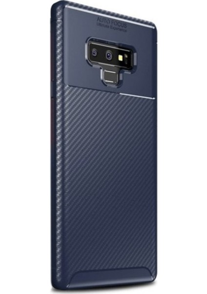 Jopus Samsung Galaxy Note 9 Kılıf Karbon Desenli Lux Negro Silikon - Lacivert + Full Body Ekran Koruyucu