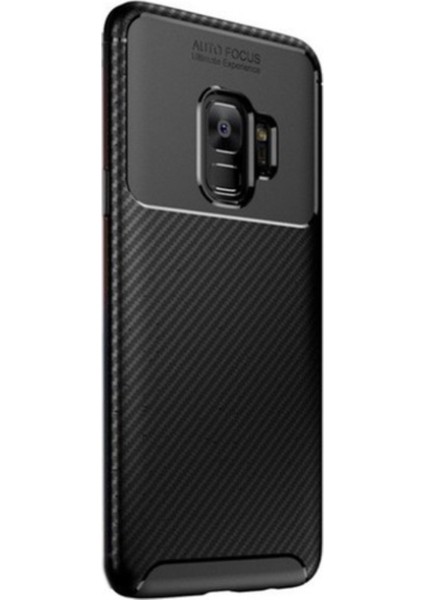 Jopus Samsung Galaxy S9 Kılıf Karbon Desenli Lux Negro Silikon - Siyah + Full Body Ekran Koruyucu